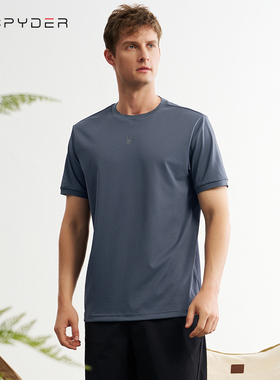 SPYDER蜘蛛运动T恤男子夏圆领短袖男士休闲上衣透气宽松24CS461M