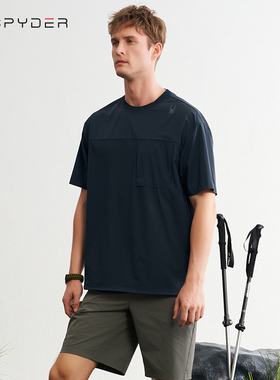 SPYDER蜘蛛T恤男透气速干运动上衣宽松大码T休闲圆领半袖24CS439M