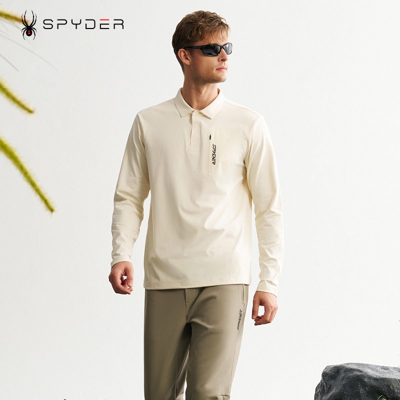 SPYDER蜘蛛男士长袖polo衫新款宽松翻领t恤秋装内搭上衣24CF437M