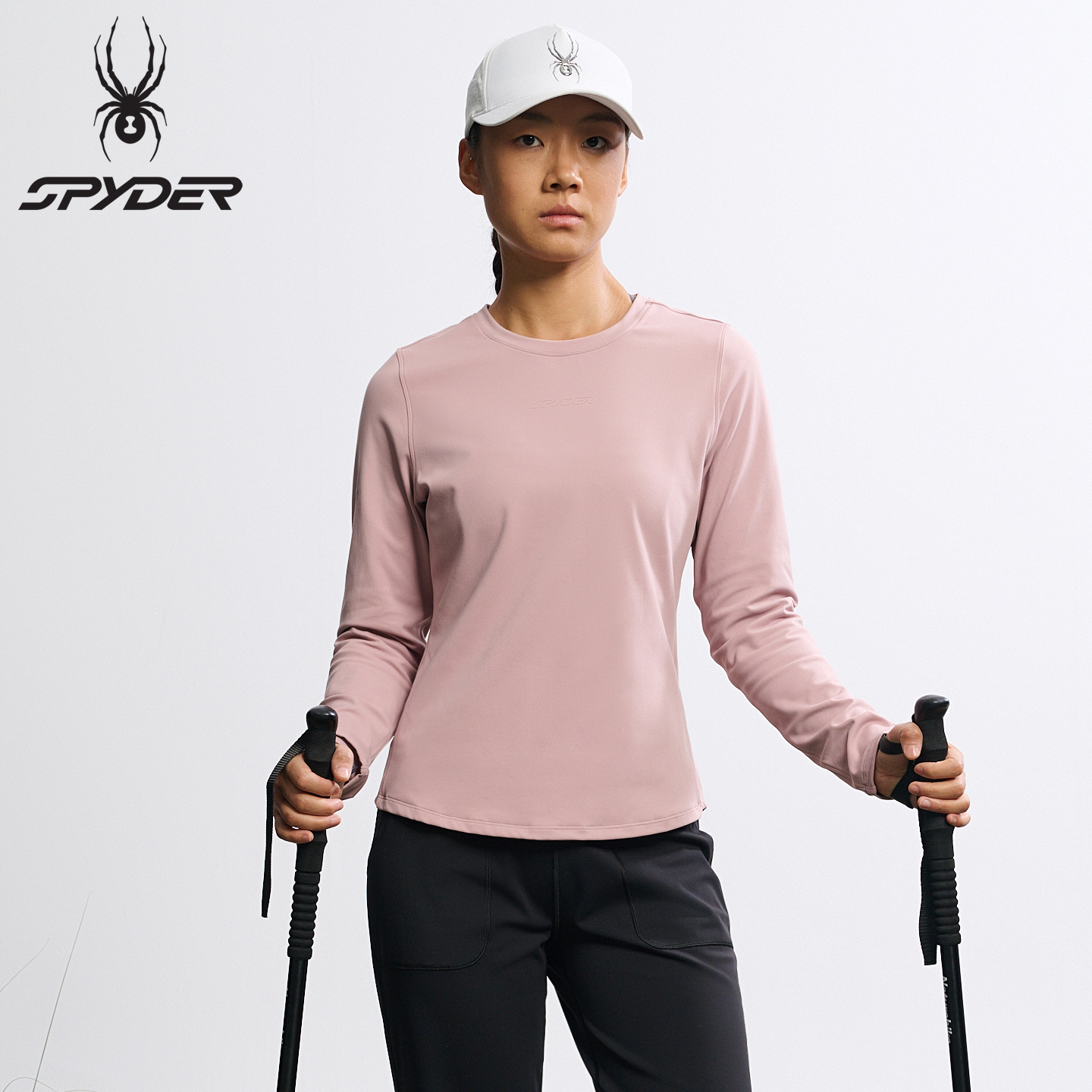 SPYDER蜘蛛新品户外运动长袖t恤女春秋弹力休闲内搭长袖25MF404W