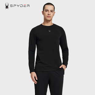 SPYDER蜘蛛透气运动T恤男训练衣健身跑步长袖 上衣男黑色24CS427M
