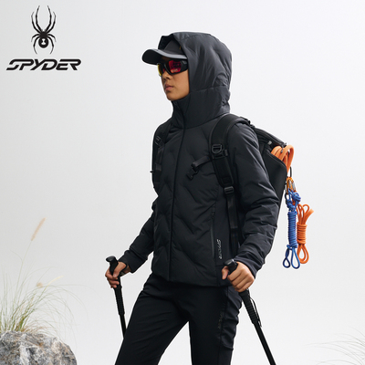 SPYDER蜘蛛羽绒服女轻薄短款羽绒外套连帽鹅绒运动夹克25MR204W