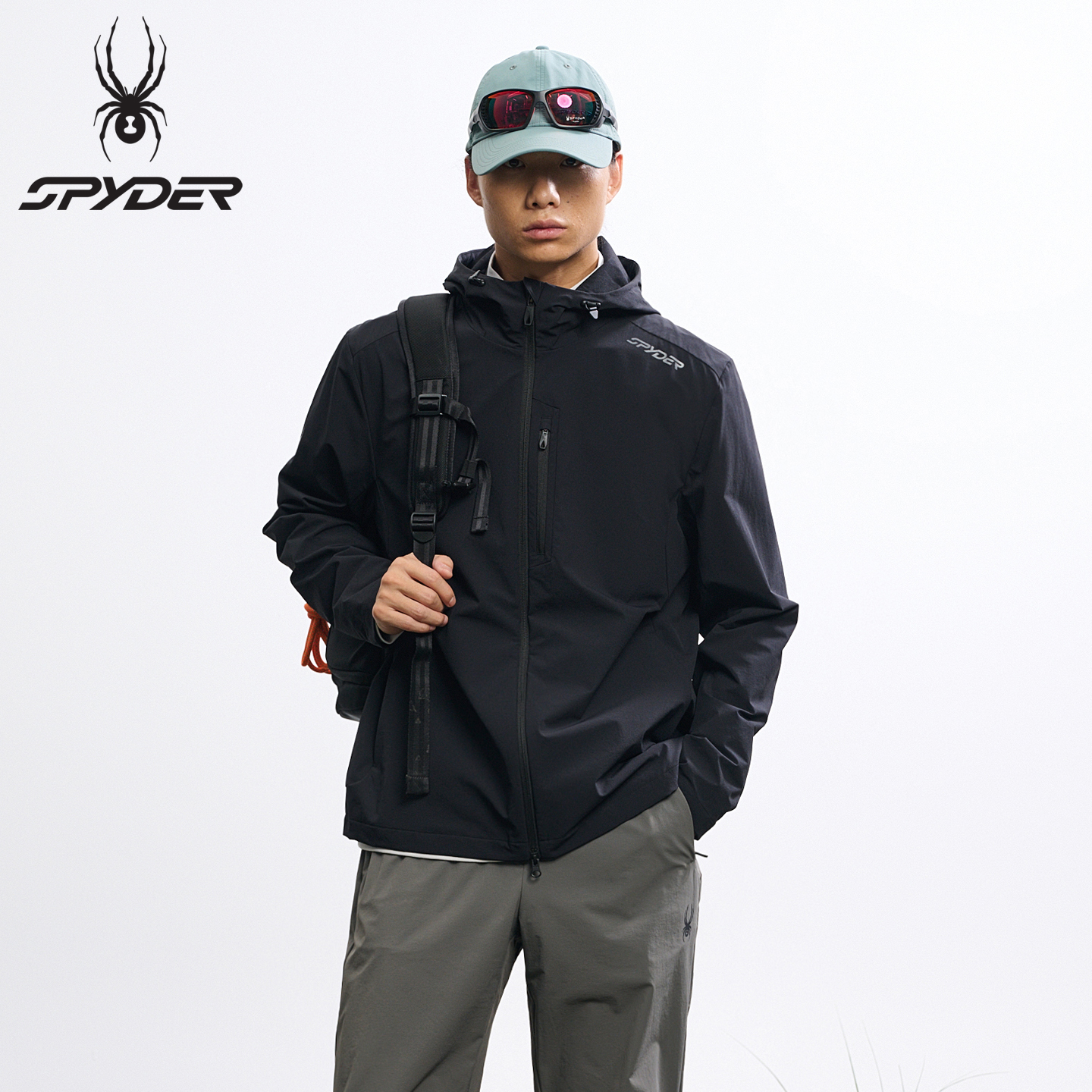 SPYDER蜘蛛新款运动休闲上衣男子连帽夹克防泼水外套男25MF107M