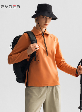 SPYDER蜘休闲运动半拉链卫衣女跑步训练衣弹力长袖T恤25MS440W