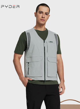 SPYDER蜘蛛工装马甲男士春秋季背心外套户外坎肩男士潮流24CS121M