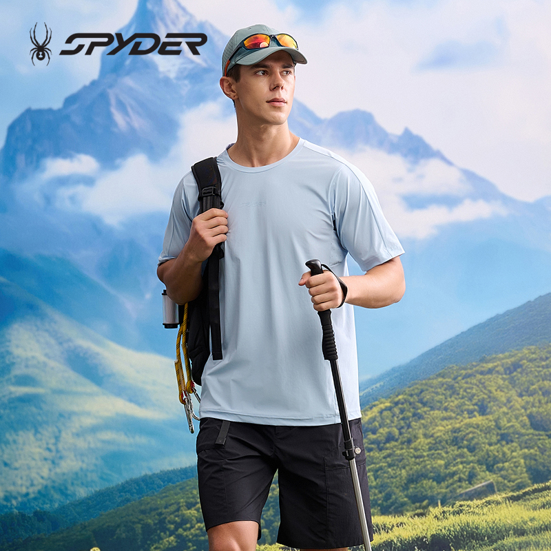SPYDER蜘蛛运动跑步训练T恤男夏季透气速干短袖篮球健身25CS013M