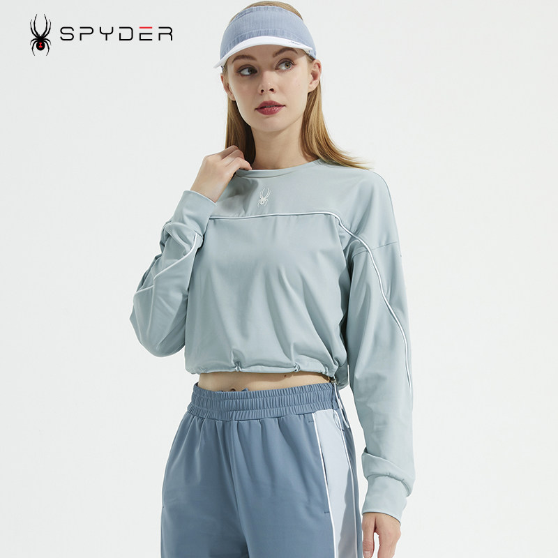 SPYDER蜘蛛短款卫衣女春夏新款长袖上衣春秋薄款圆领外套23CS302W