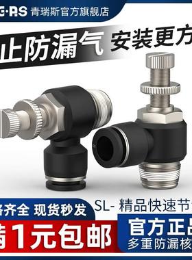 气动气管节流调节调速阀快速接头SL8SL4SL6SL10SL12-M5/01/2/03/4