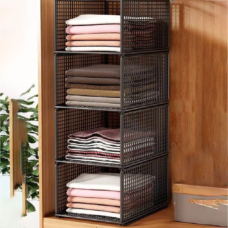 衣服整理筐神器橱柜放衣物裤子储物箱铁艺家用衣柜分层内衣收纳盒