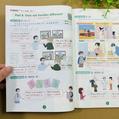 2025版四年级上册英语课堂笔记人教版PEP同步课文朗读全文中文翻译扫码拼读拼写英语单词句子阅读英语单词表常用句子积累