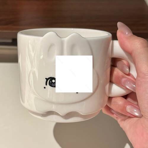 可爱白色小兔子水杯陶瓷