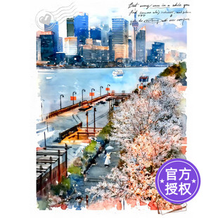 KORS拼图两岸江边500片纸质拼图成年创意解压益智玩具38*53CM