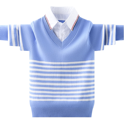 男童棉针织衫假两件薄款棉线衣