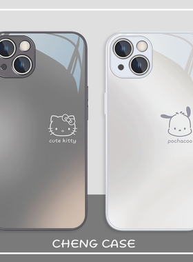 HelloKitty手机壳适用苹果17promax情侣新款iPhone16pro/15帕恰狗13渐变14高级感12简约11金属玻璃x可爱8plus