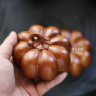 香樟木雕刻南瓜茶宠摆件文玩手把件9.5*6