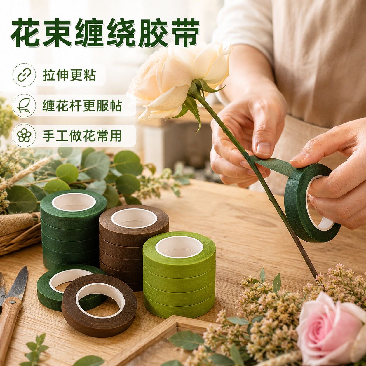 花艺小胶带批发透明胶带高透明手工包花办公高粘性高韧性透明胶带