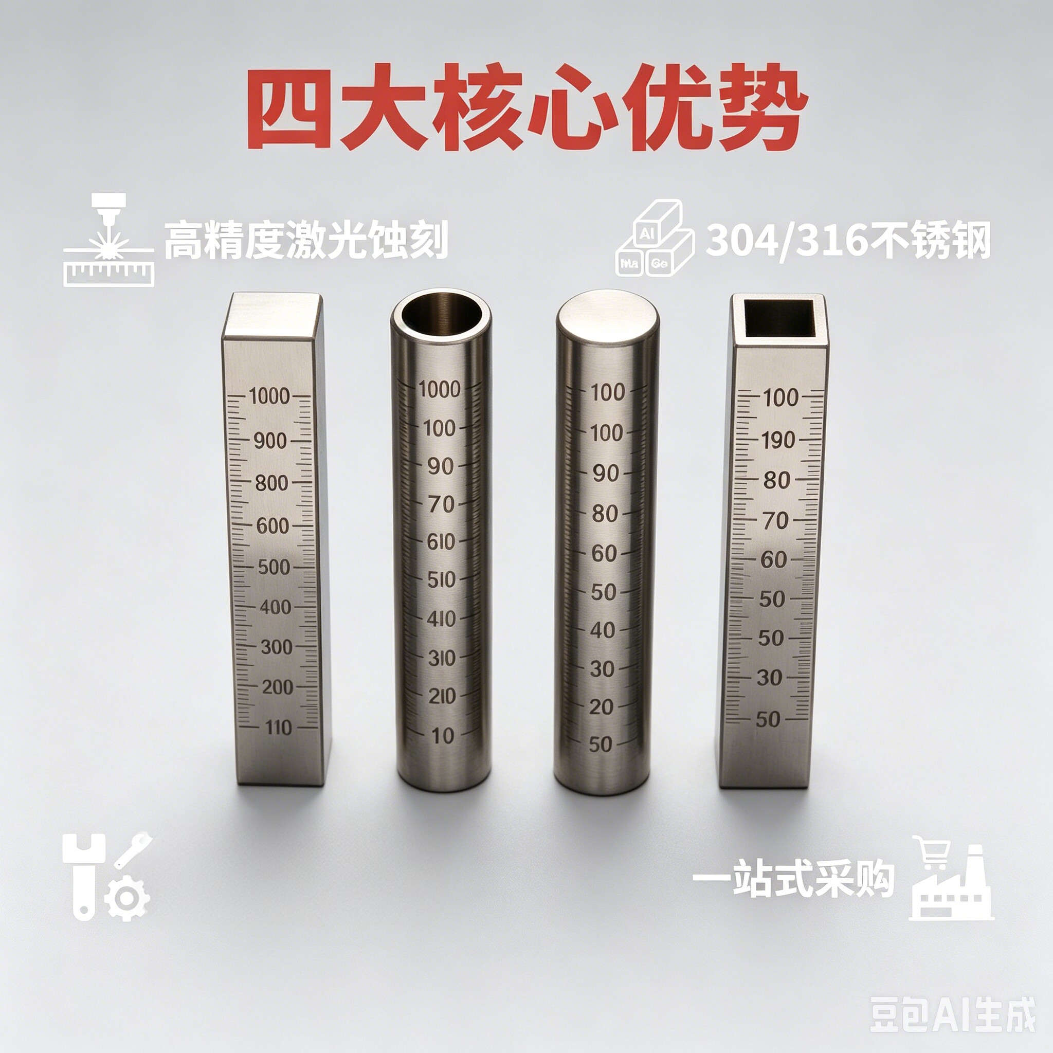 定做不锈钢带刻度圆棒 光轴 圆柱尺 刻度管 刻度支柱 镀铬棒圆管