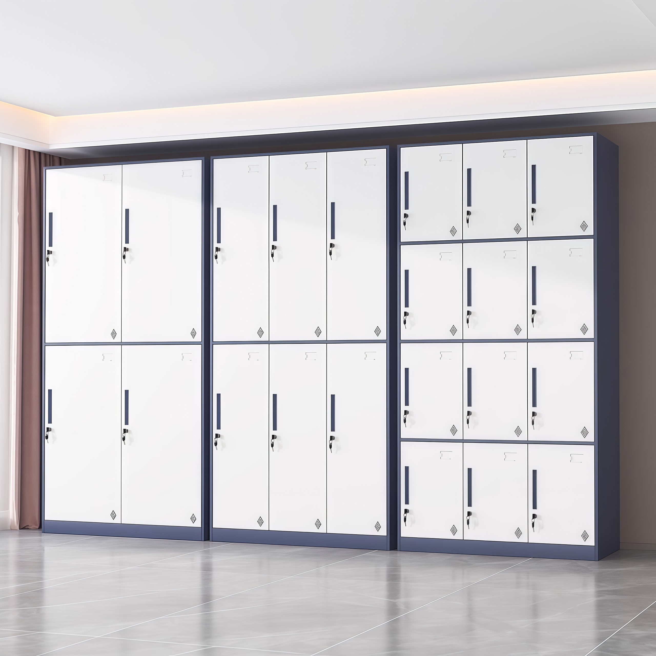 钢制更衣柜员工宿舍浴室铁皮储物柜子带锁健身房存包柜办公换衣柜