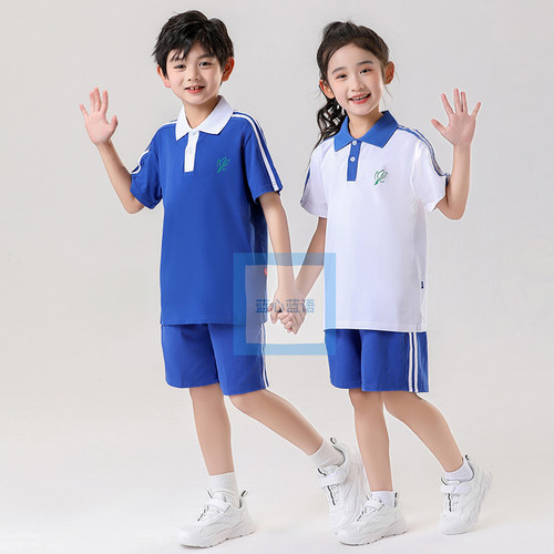 深圳校服小学夏装衣短裤蓝心蓝语