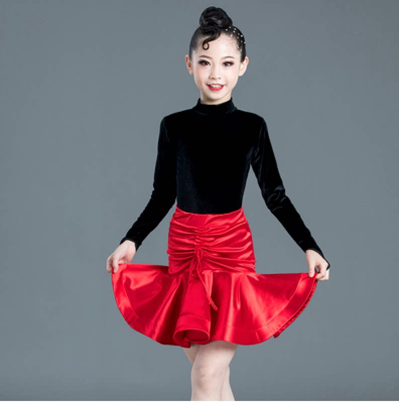 儿童拉丁舞服舞蹈练功服少儿表演比赛服装女童夏秋季拉丁舞裙儿童