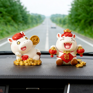 马年好运小福马摆件创意树脂汽车装饰桌面生肖马潮玩手办新年礼物