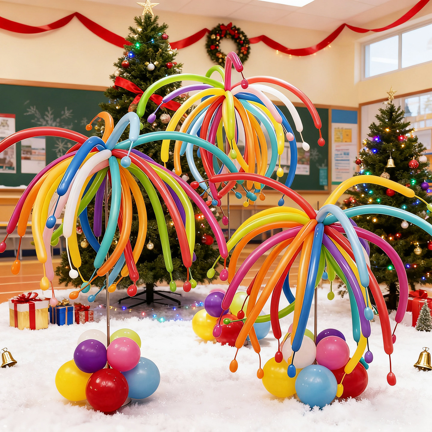 新年圣诞彩色长条气球氛围装饰商场店铺学校烟花造型布置摆件立柱,节庆用品/礼品,节日装扮用品,淘宝优惠券,粉丝福利购,淘宝优惠卷
