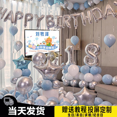网红过生日18岁成人礼快乐布置背景墙男孩男生气球派对场景装饰品