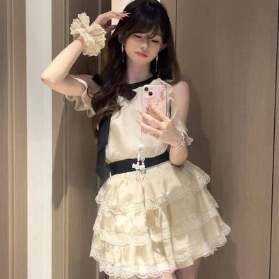 2025新款天鹅之梦12m大裙摆复古盛宴连衣裙甜美系带蕾丝娃娃裙女
