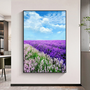 薰衣草风景客厅装饰画紫色粉色卧室房间书房走廊背景墙壁玄关挂画