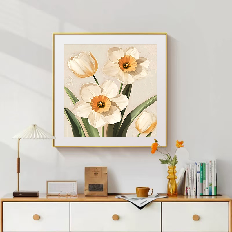 北欧ins风治愈系郁金香花卉客厅装饰画高级感沙发壁画餐厅卧室画