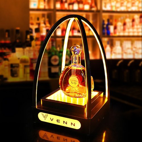 酒吧发光酒座铁艺四方酒座LED镜面深渊出酒道具KTV夜场洋酒展示架