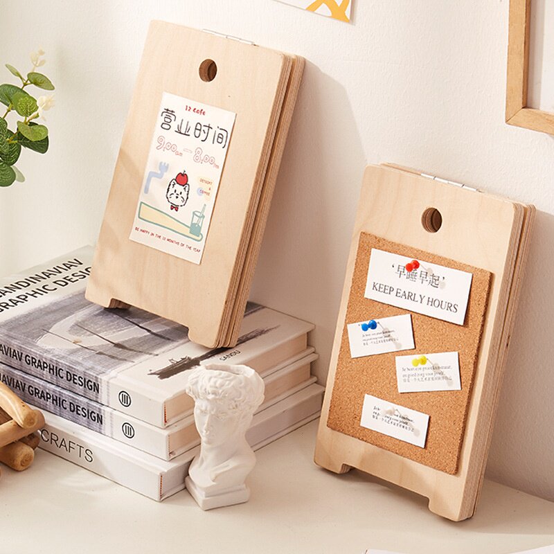 留言板桌面展架软木板展示牌照片架桌面吧台收银台实木展示架