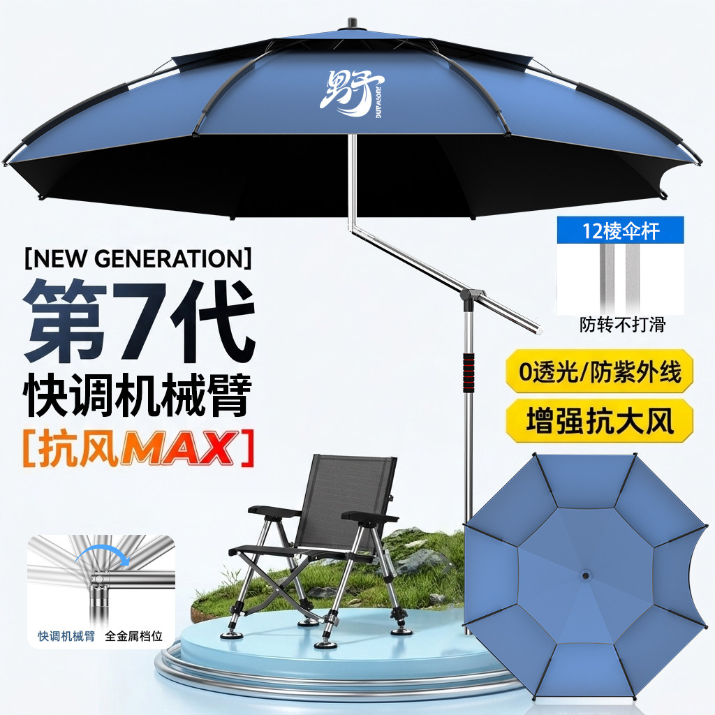 2026新款钓鱼伞户外露营遮阳伞钓鱼遮阳伞拐杖加厚防晒野钓大钓伞