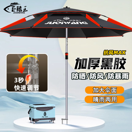钓鱼伞2026新款户外钓鱼专用遮阳伞防晒防暴雨加厚黑胶拐杖大钓伞