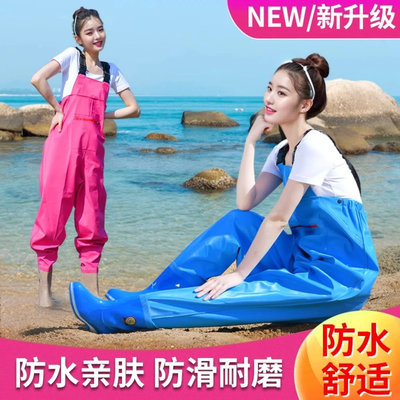 女士下水裤半身连体雨鞋雨裤防水