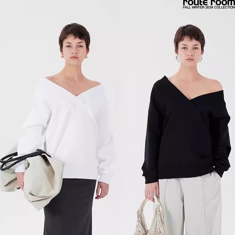 routeroomV领露肩空气层卫衣