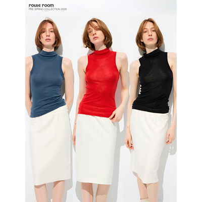 routeroom堆堆领纯羊毛针织背心