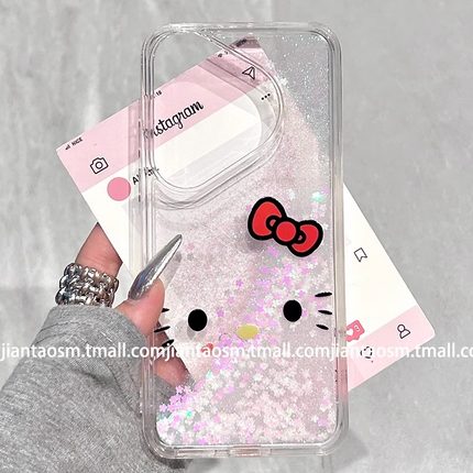 粉色流沙HelloKitty适用三星s24fe手机壳s23ultra女款note10pro新款a06/a12防摔a24/a30保护套a33可爱a51/a55