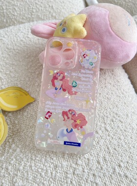 甜美少女心美人鱼贝壳纹适用OPPOfindx5/6pro手机壳a92s可爱reno9全包卡通realme10pro+防摔苹果14保护壳