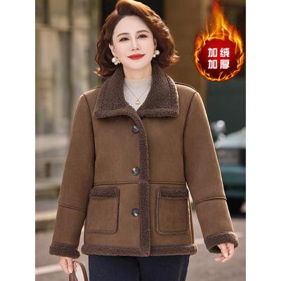 中年妈妈冬装水貂绒外套2025皮毛一体大衣中老年女麋鹿皮加绒棉袄