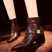 复古风中跟金属扣骑士靴靴子冬季 店庆狂欢 买1赠1双随机女鞋