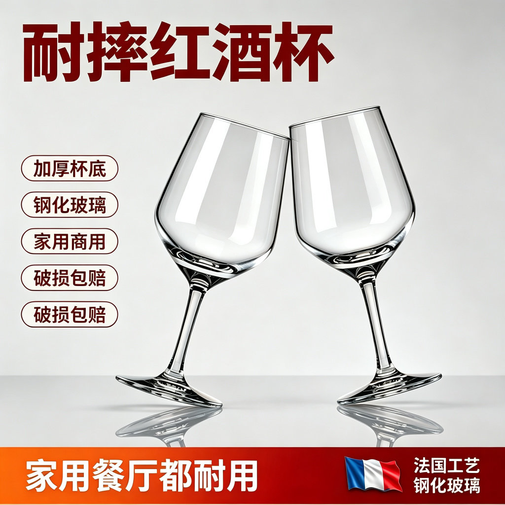红酒杯套装欧式摔不烂钢化玻璃杯耐高温葡萄酒杯家用醒酒器套装