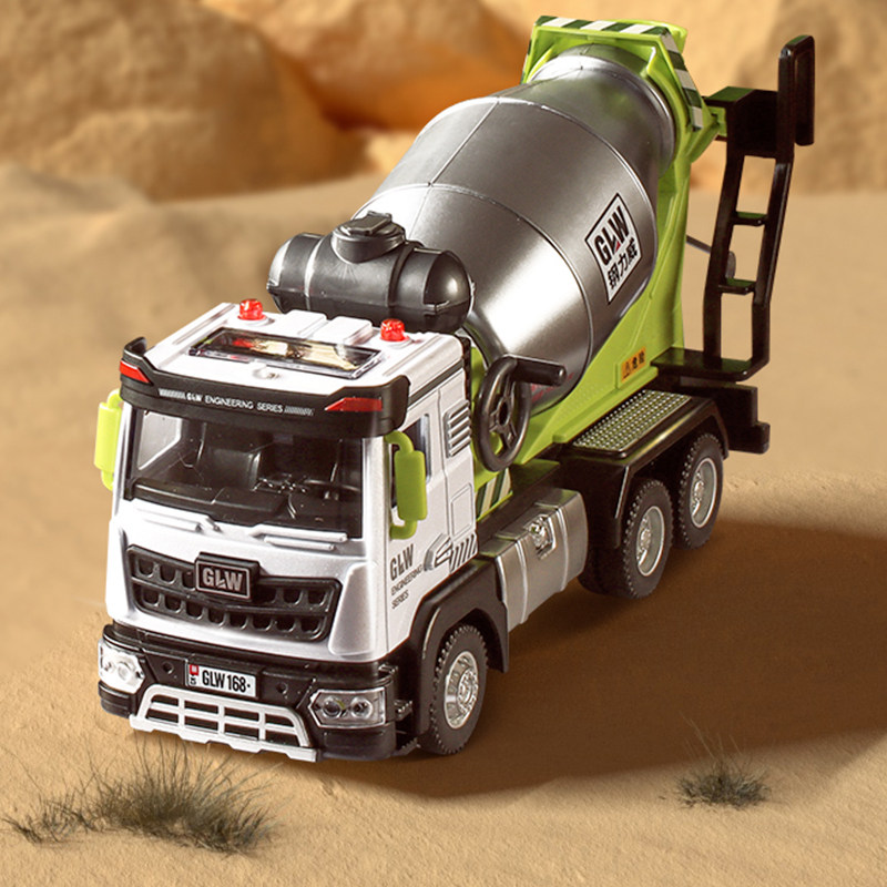 합금 시멘트 믹서 트럭 장난감 초대형 소년 콘크리트 탱크 트럭 소리와 빛 소리 혜택 지능형 동요 이야기 기계