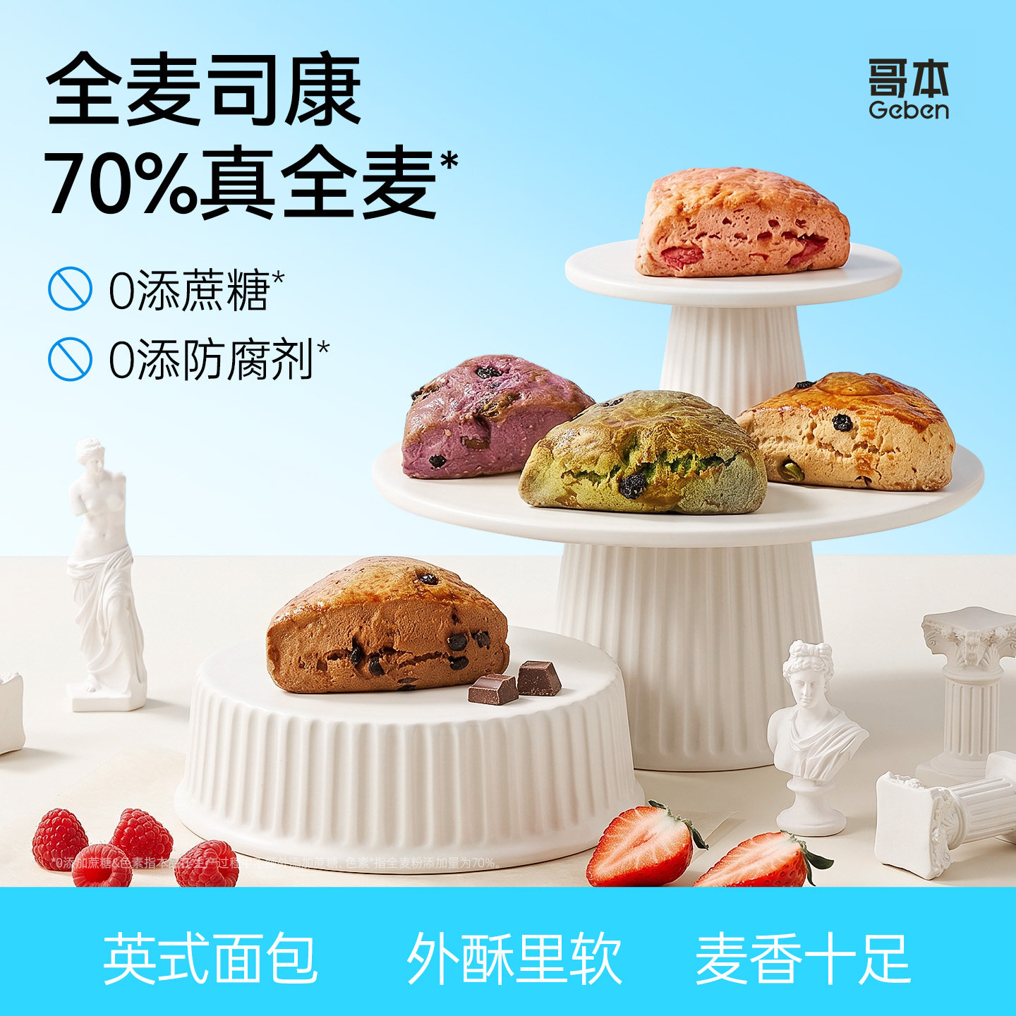 全麦司康饼英式面包健身低减早晚代餐下午茶卡饱腹脂糕点主零食品