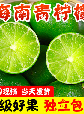 海南新鲜青柠檬5斤免邮皮薄多汁一级小青柠香水绿色柠檬整箱批发9