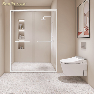 圣莉亚淋浴房一字卫生间玻璃隔断推拉门整体浴室沐浴房移门淋浴门