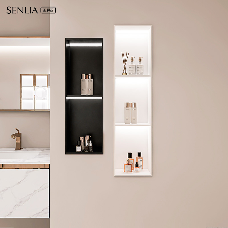 圣莉亚卫生间壁龛置物架实心铝材