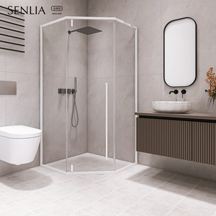 圣莉亚淋浴房极窄砖石形卫生间洗澡隔断门浴室玻璃推拉门干湿分离