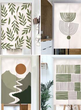 北欧ins门帘小清新绿植布帘厨房卧室隔断帘卫生间家用半帘免打孔