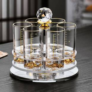 创意高档金箔白酒二两杯子带刻度白酒杯套装家用烈酒杯100ml